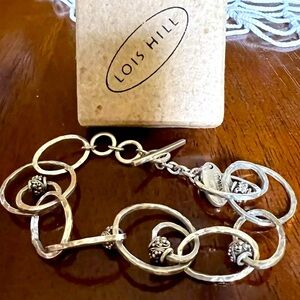 EXQUISITE LOIS HILL 8” BRACELET 925 OPEN LINK W/KNOTS TOGGLE MINT COND GREAT $